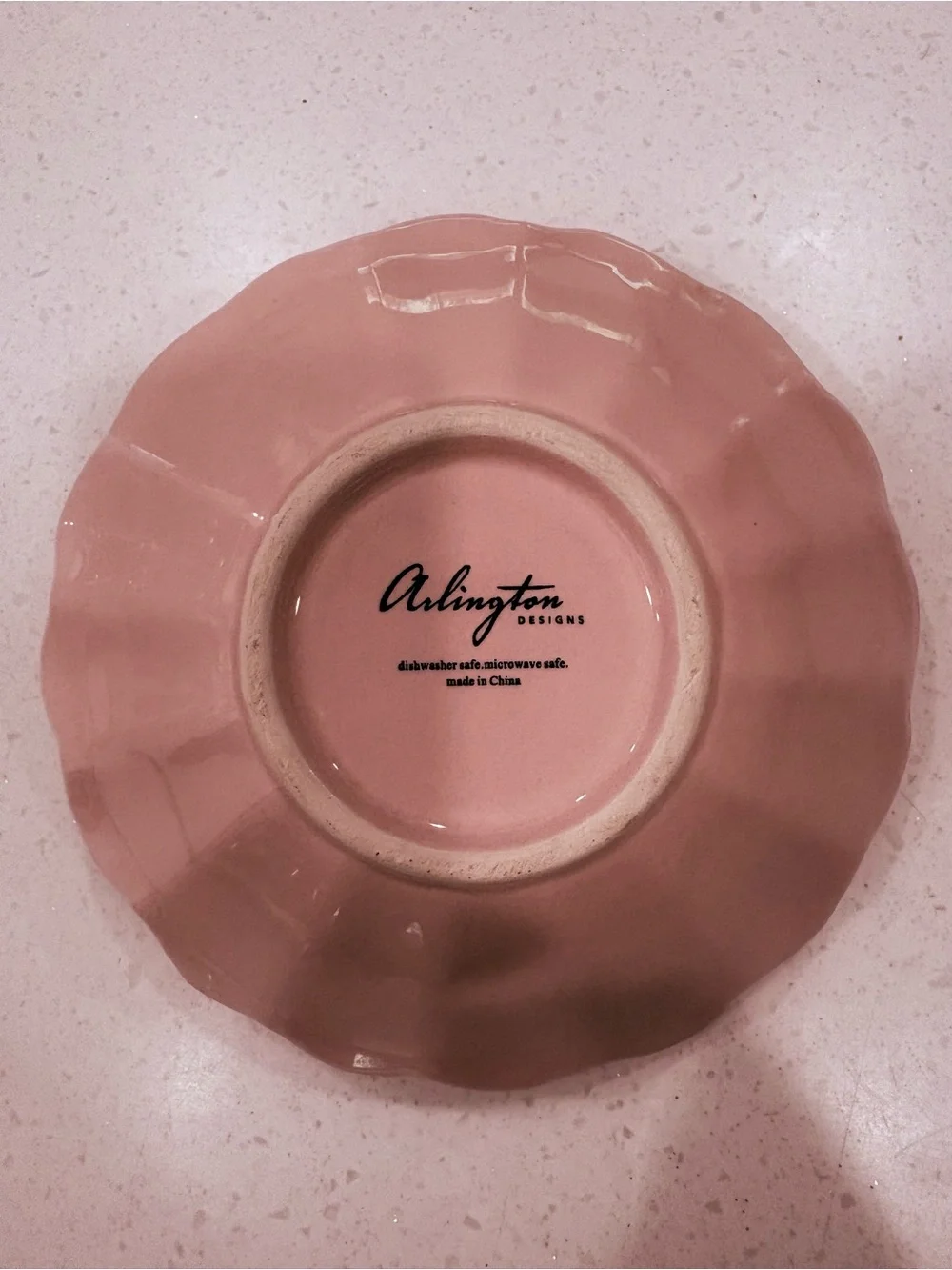 Arlington Designs Pink Scalloped Ceramic Bunny Candy Bowl 7”
